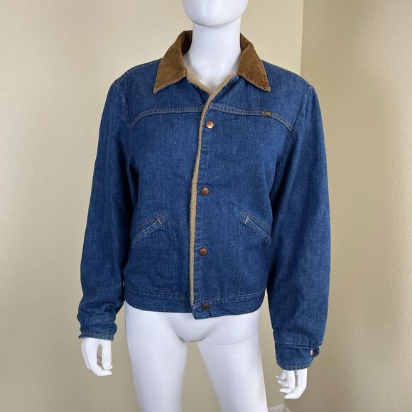 Vintage 60's-70's Maverick Denim Bluebell Sherpa Lined Jacket Mens Chore Coat - Picture 5 of 17